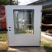 Decorative Glass Steel Door